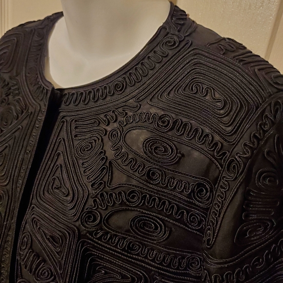 Peter Nygard Black Brocade Womens Duster Jacket - Black - Sz 14 - Picture 5 of 12